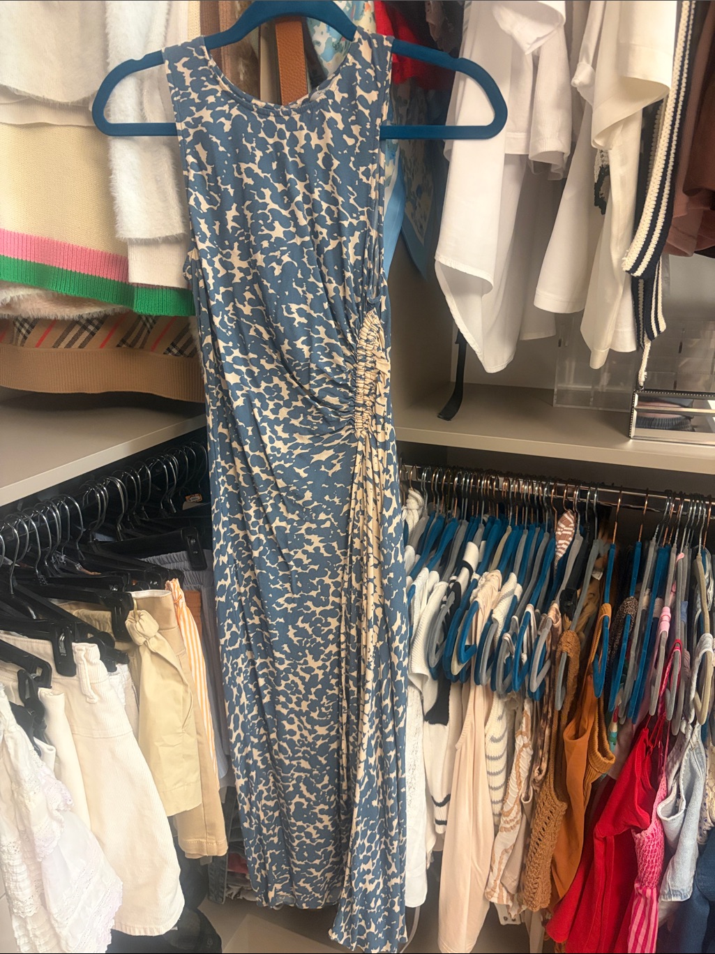 Rails Blue And Cream Abstract Sleeveless Dress